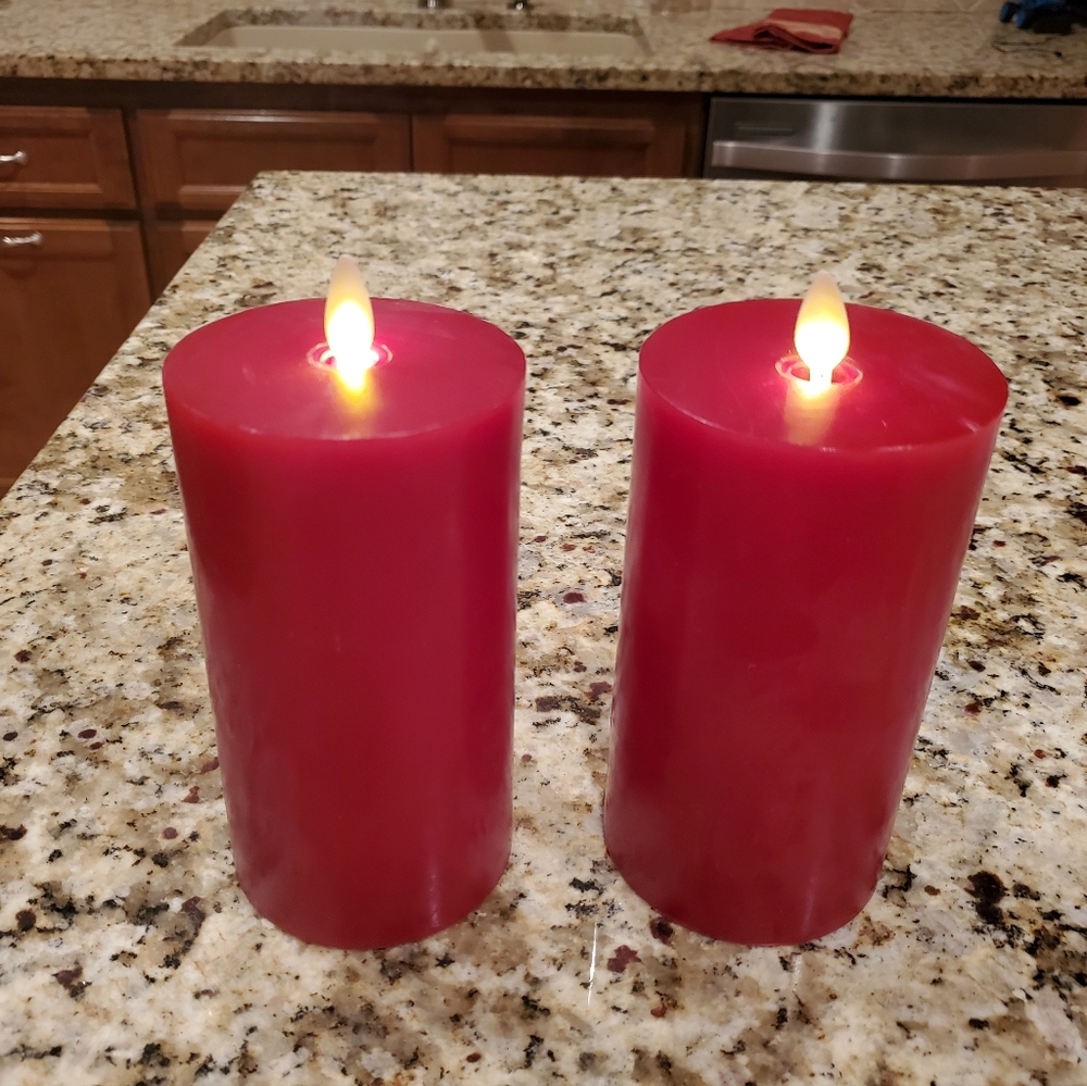 Red Pottery Barn Luminara flame less candles
